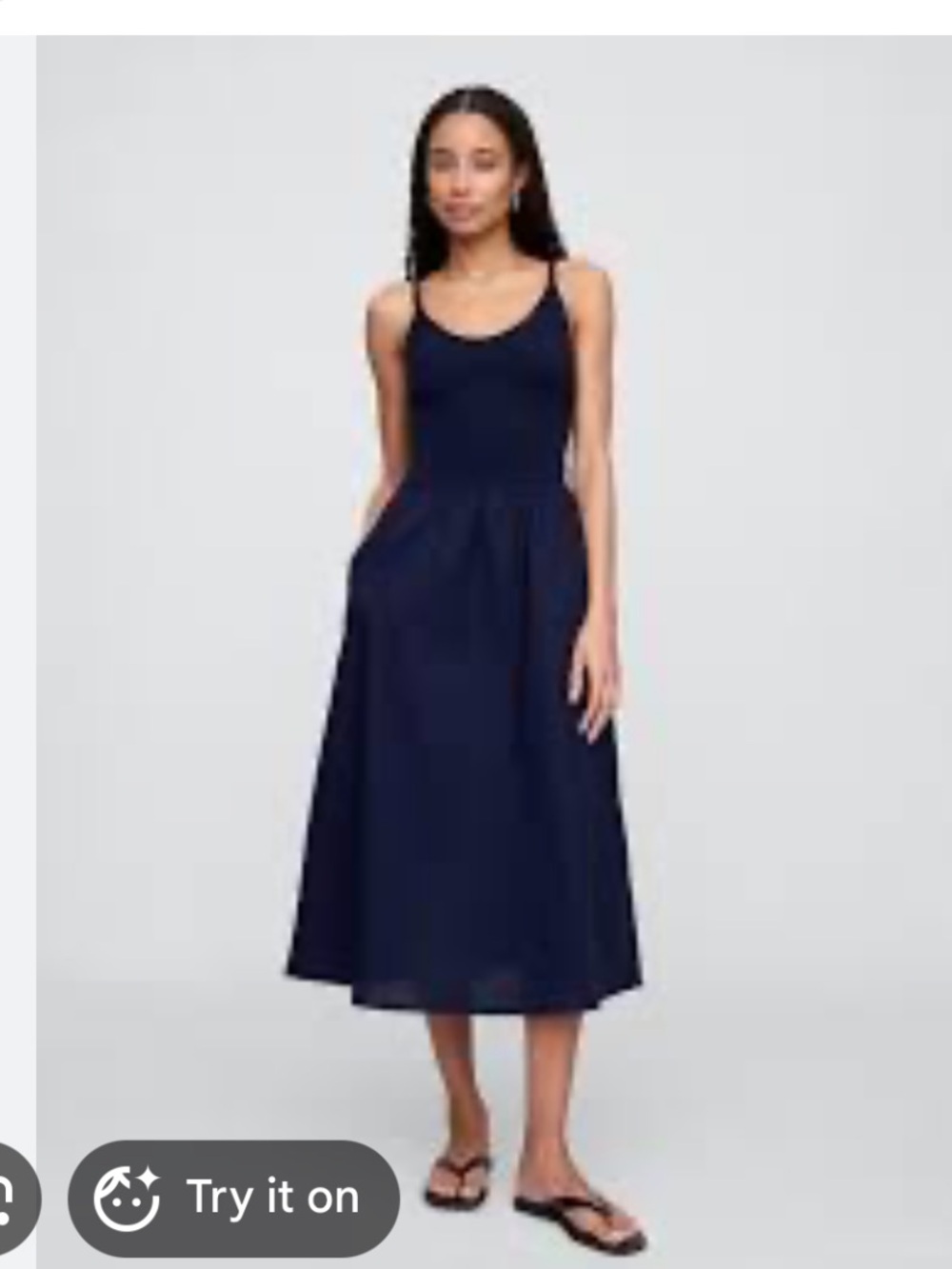 GAP Navy Twist-Strap Scoopneck Midi Dress